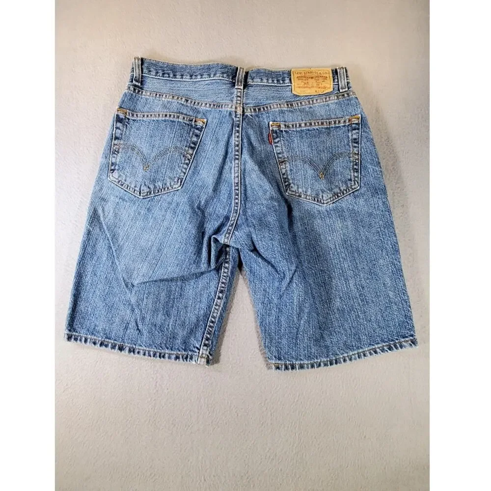 Levis 505 Denim Shorts Mens W32 Medium Wash Regular Fit Straight Leg vintage